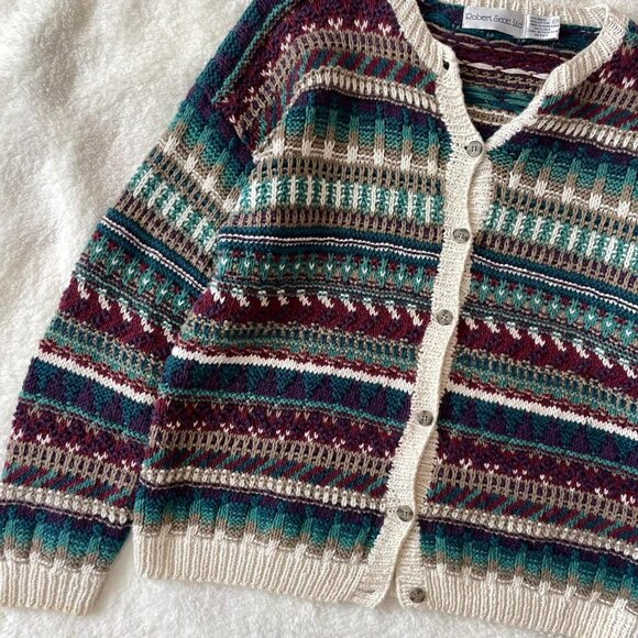 Vintage Multi-Coloured Chunky Knit Cardigan - Picture 2 of 6